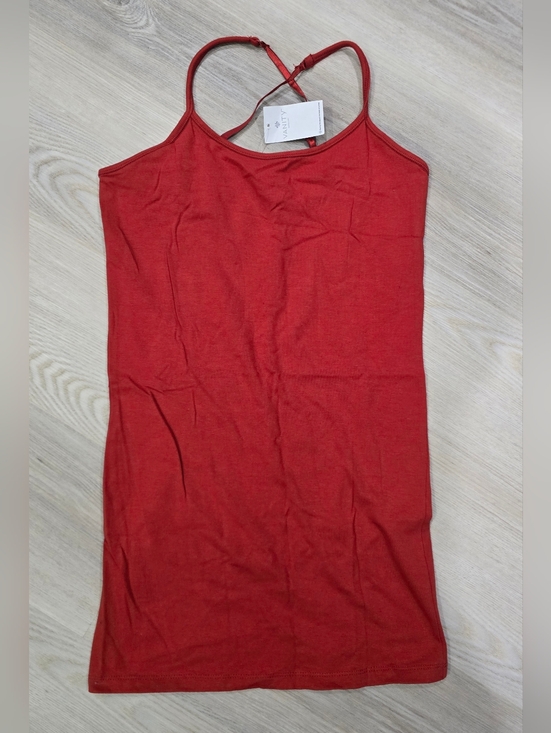 Vanity Tops - Vanity Red Orange Adjustable Straps Long Tank Top Size M NWT